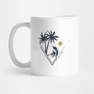 Palms And Waves. Summer, Travel, Vacation. Creative Geometric Style Mug